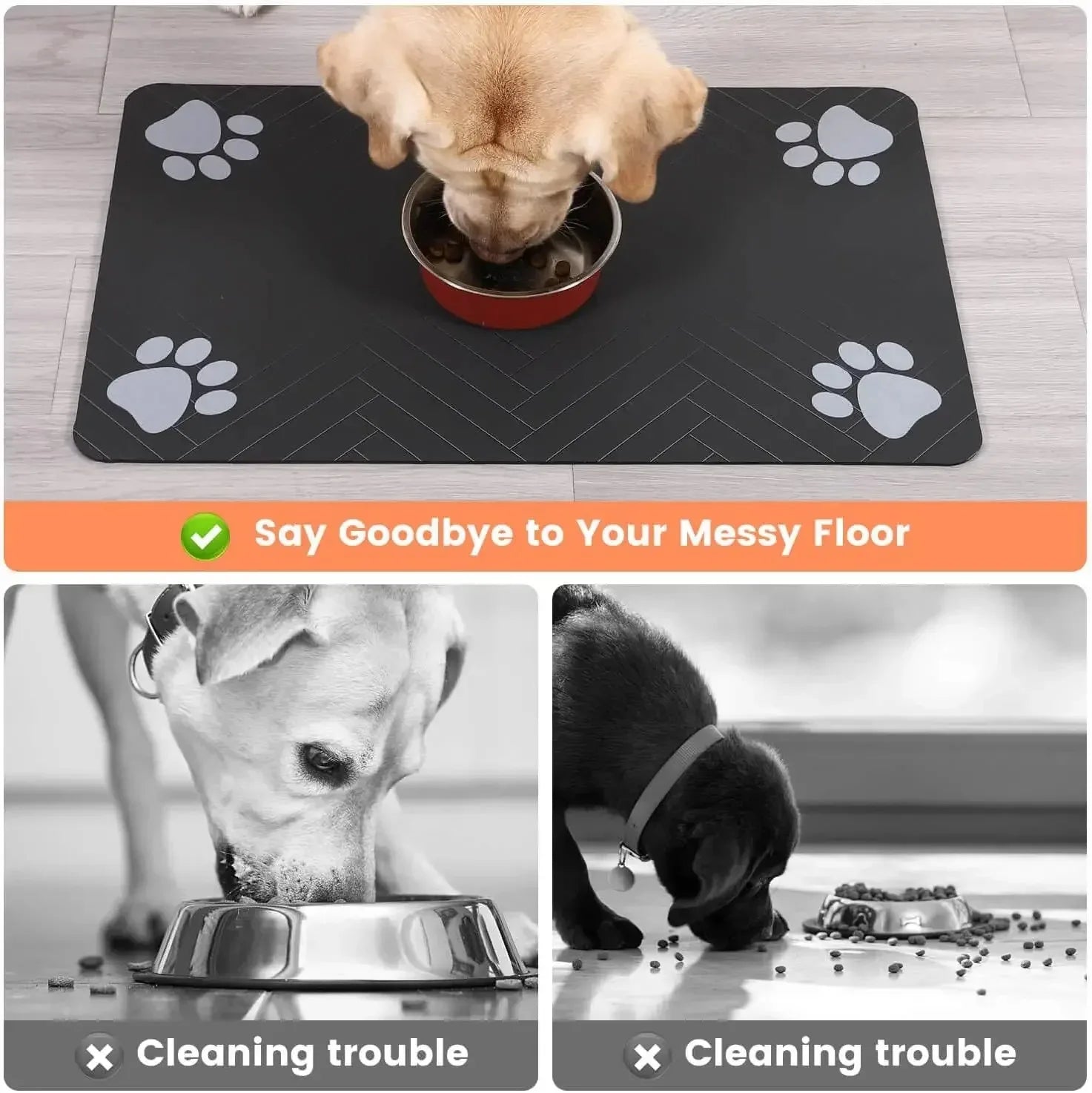 Pet Feeding Mat Waterproof Absorbent Dog Cat Food Mat Non-Slip Quick Dry Bowl Placemat