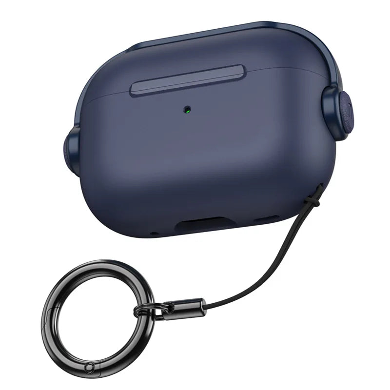 AirPods 1/2/3/4/Pro/Pro 2 Case Shockproof Protective Cover with Lock & Keychain Holder