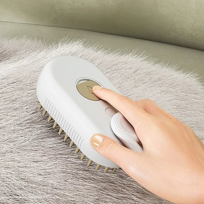 Pet Steam Brush with Spray – 3-in-1 Dog & Cat Grooming, Hair Removal & Massage Tool