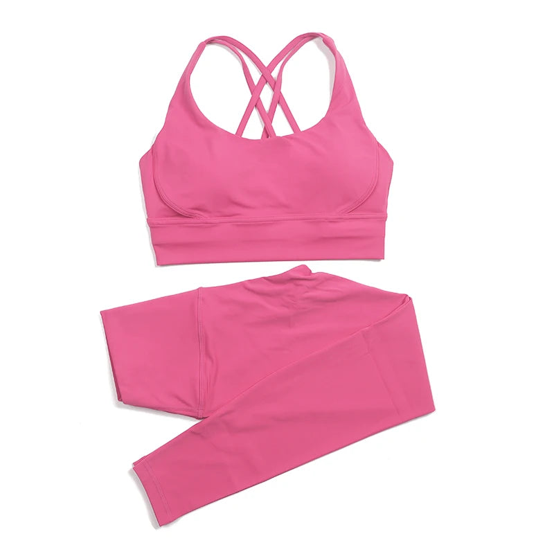 Women Seamless Gym Set Sports Bra & Leggings Fitness Yoga Workout Outfit
