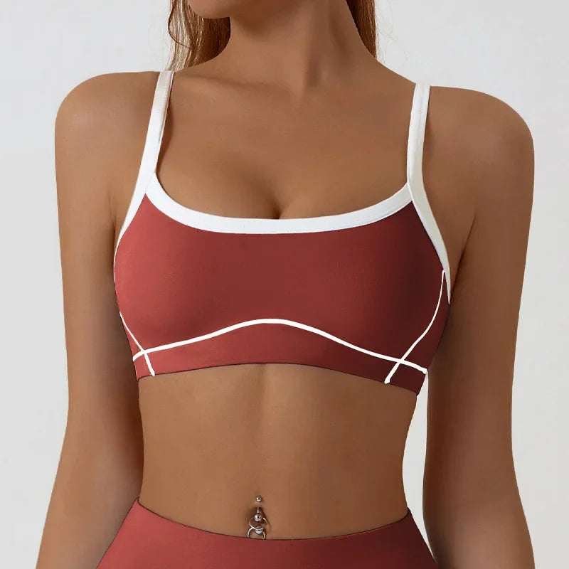 Women Sports Bra Shockproof Push Up Yoga Gym Bra Breathable Fitness Workout Top