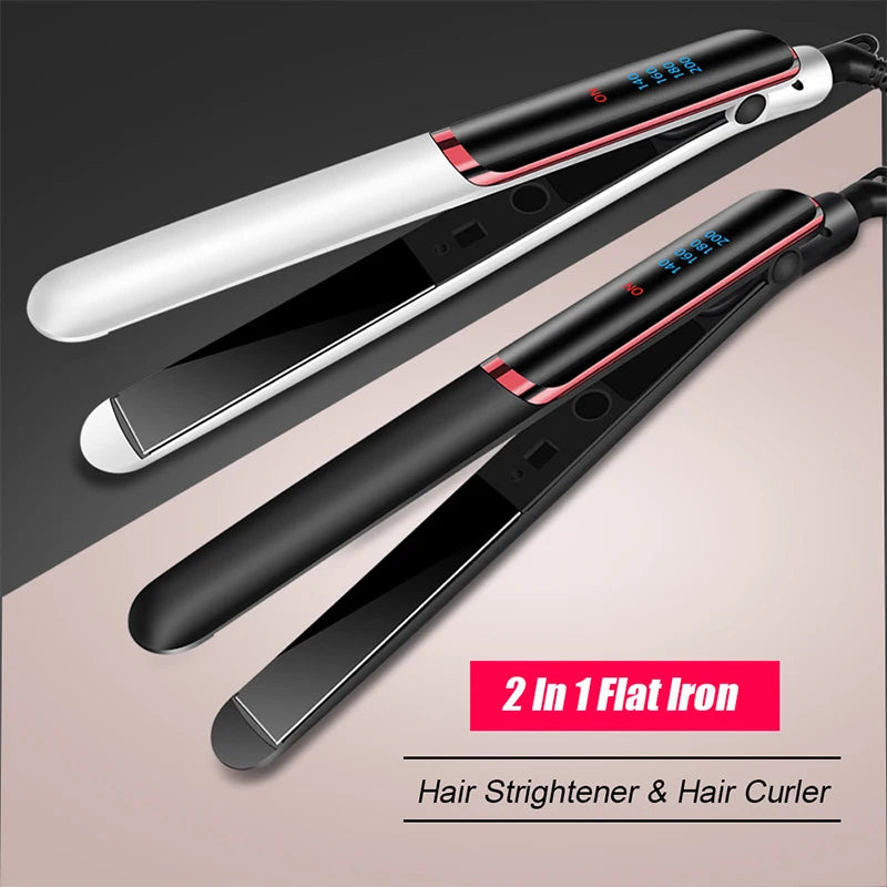 Professional Ceramic Ionic Hair Straightener Fast Heat Flat Iron Negative Ion LCD Display