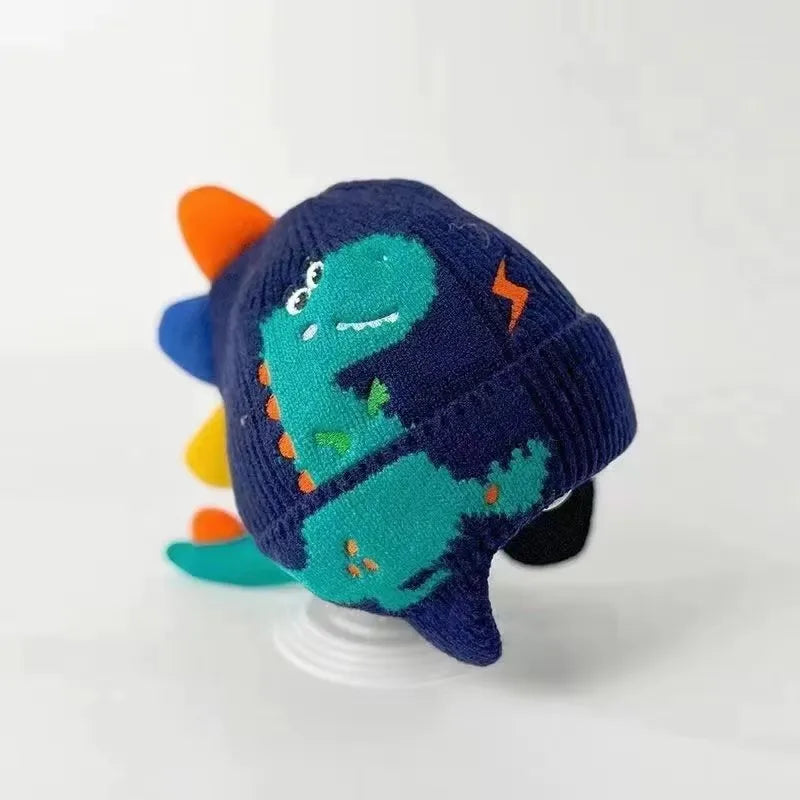 Kids Winter Dinosaur Earmuff Hat Warm Knitted Beanie Toddler Ear Protection Cap