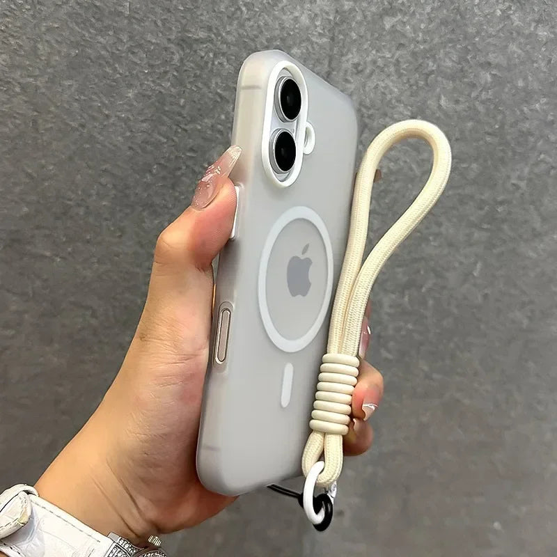 Magnetic Matte iPhone Case with Wrist Strap