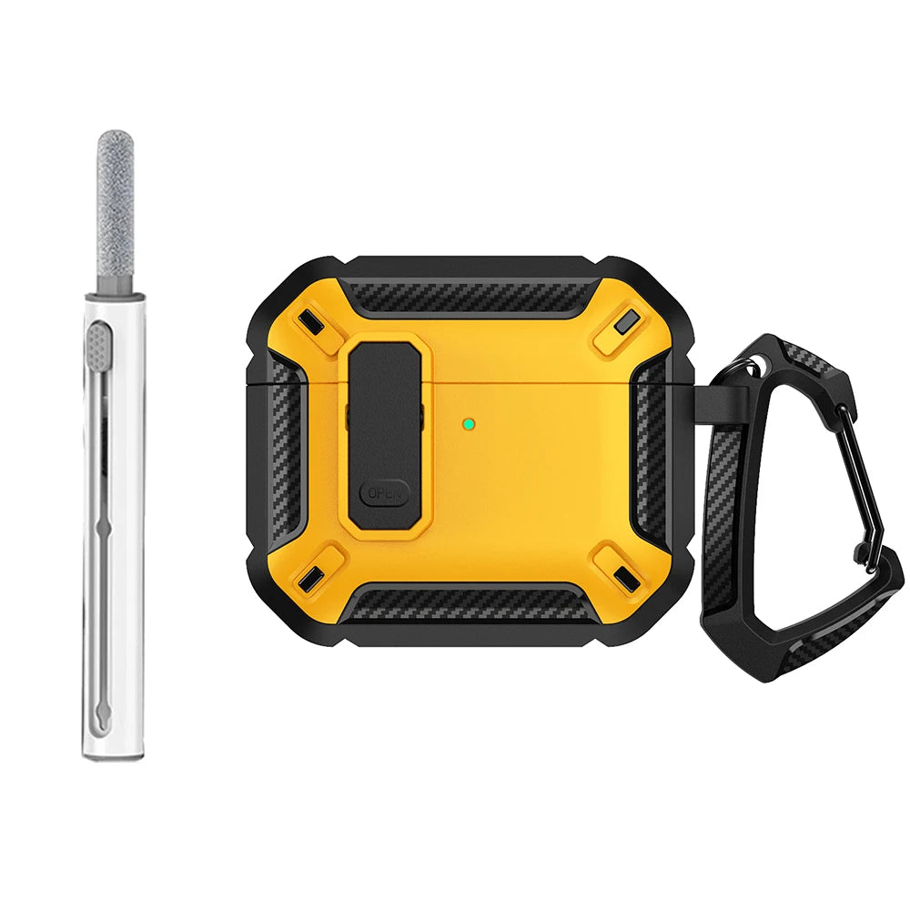 AirPods 4 Rugged Case with Lock Hook Shockproof TPU Protective Cover