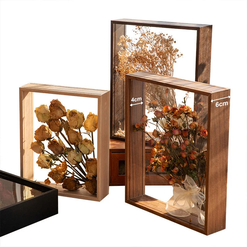 Deep Shadow Box Frame 4cm Wooden Display Case for Flowers Crafts 3D Picture