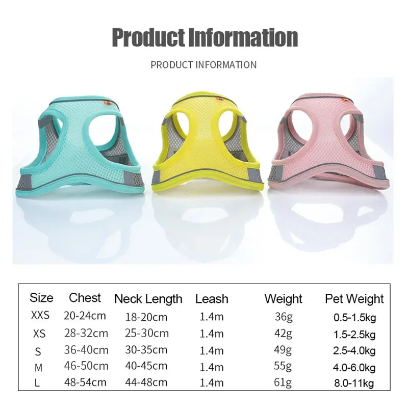 Breathable Dog Harness – Reflective Adjustable Vest Harness for Walking