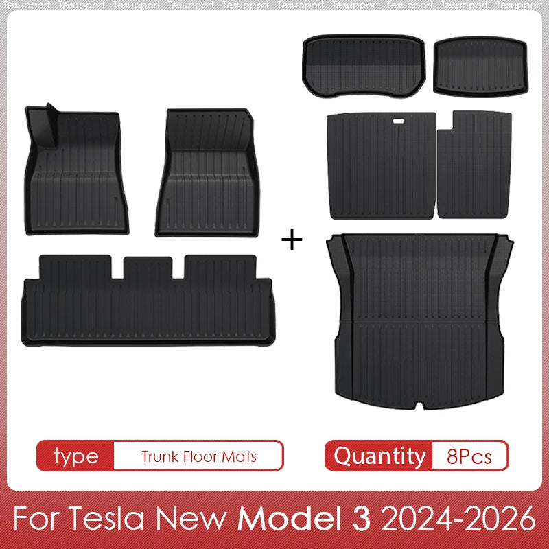 Tesla Model 3 Floor Mats 2024–2026 – Custom Fit Waterproof TPE Full Set