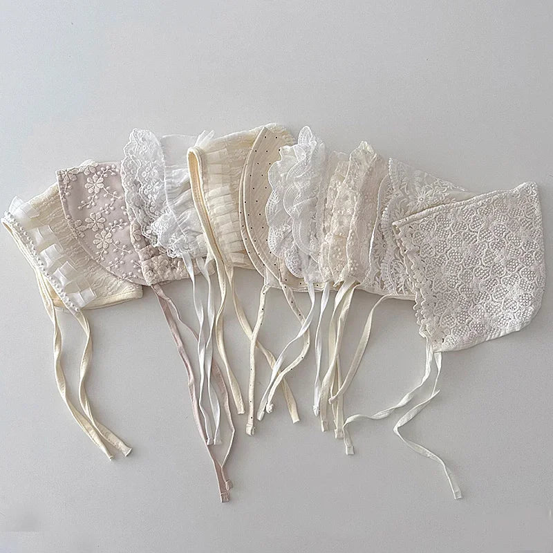 Baby Girl Lace Bonnet Newborn Baptism Hat 0-6 Months