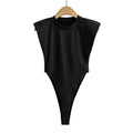 Women Sleeveless Bodycon Bodysuit Padded Shoulder Summer Sexy One Piece Top
