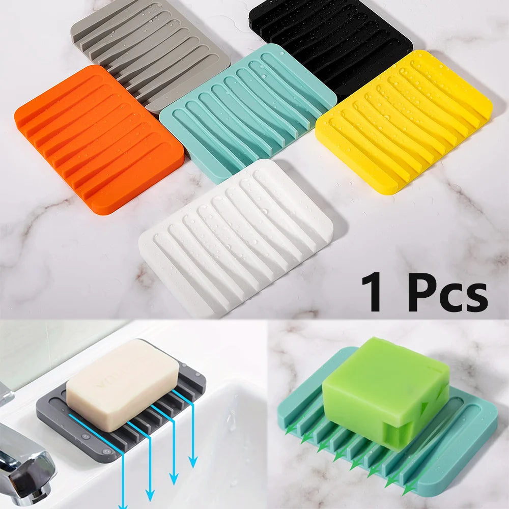 Silicone Draining Soap Holder Non Slip Bathroom Soap Box