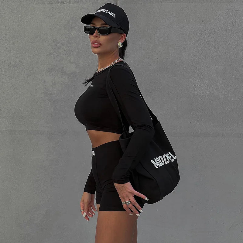 Women Two Piece Summer Sports Set Round Neck Short Sleeve Top and Shorts Outfit