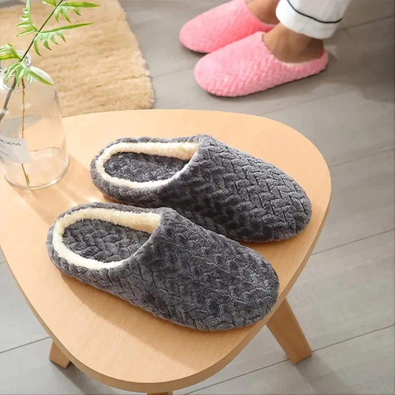 Fluffy Home Slippers Warm Plush Indoor Shoes Non Slip Cozy Winter Slippers Women Men