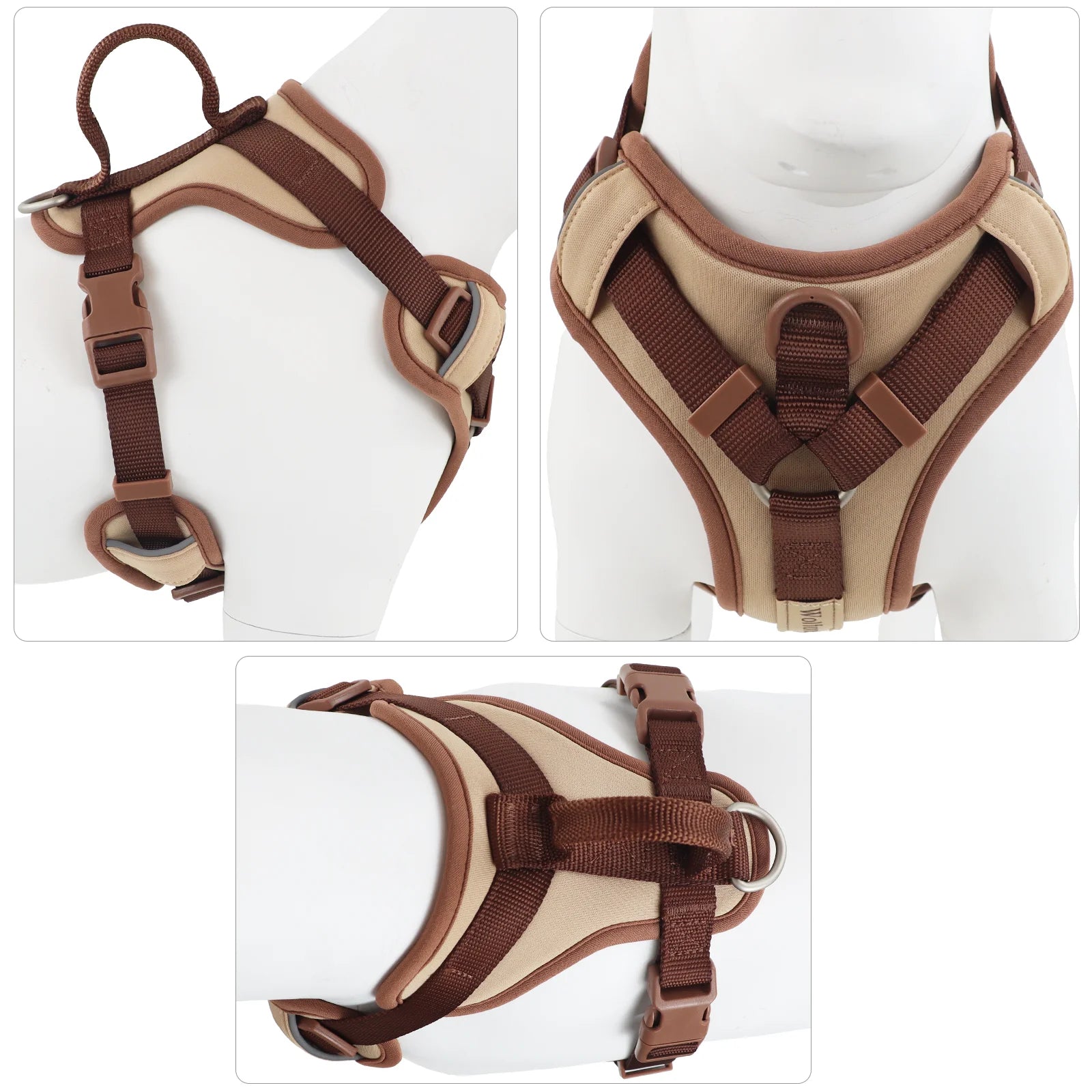Chocolate Dog Harness Adjustable No Pull Harness for Small Large Dogs