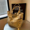 Cartoon Bear Canvas Tote Bag Large Capacity Multi Pocket Shoulder Bag