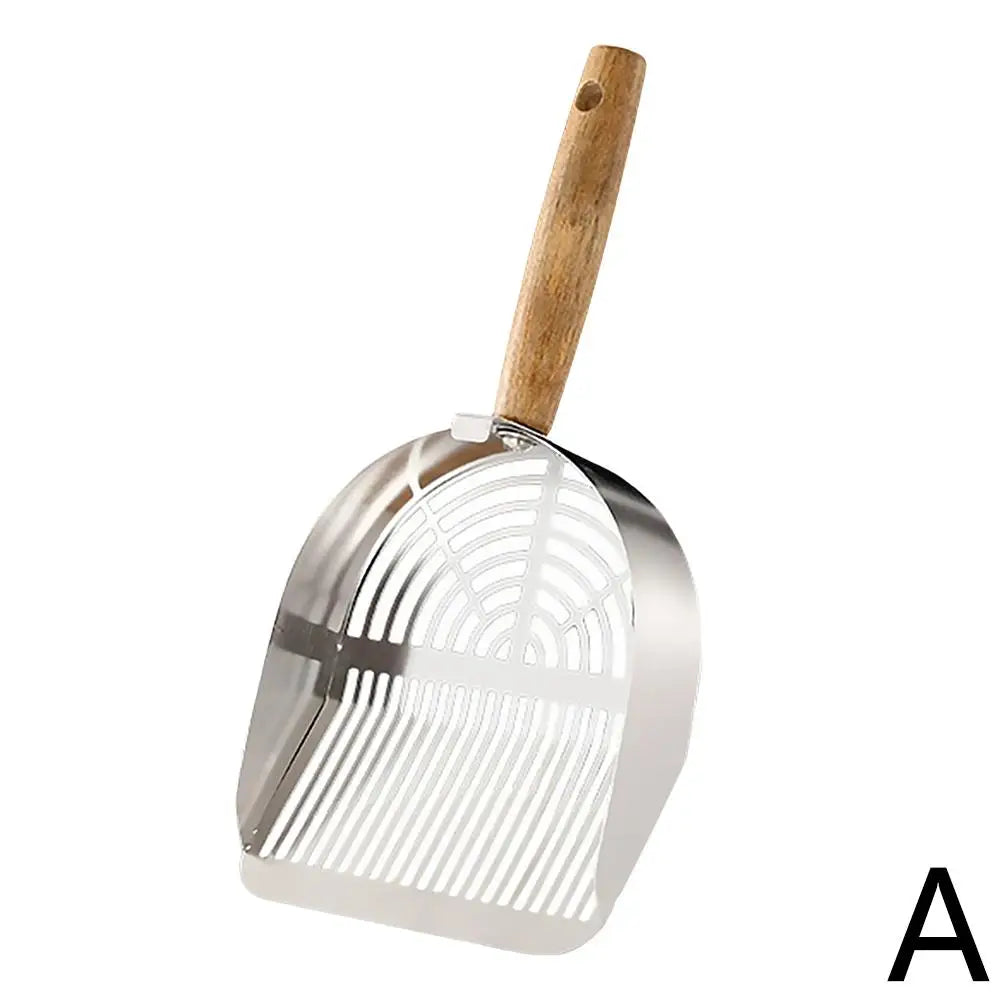 Stainless Steel Cat Litter Scoop Long Handle Durable Pet Cleaning Tool