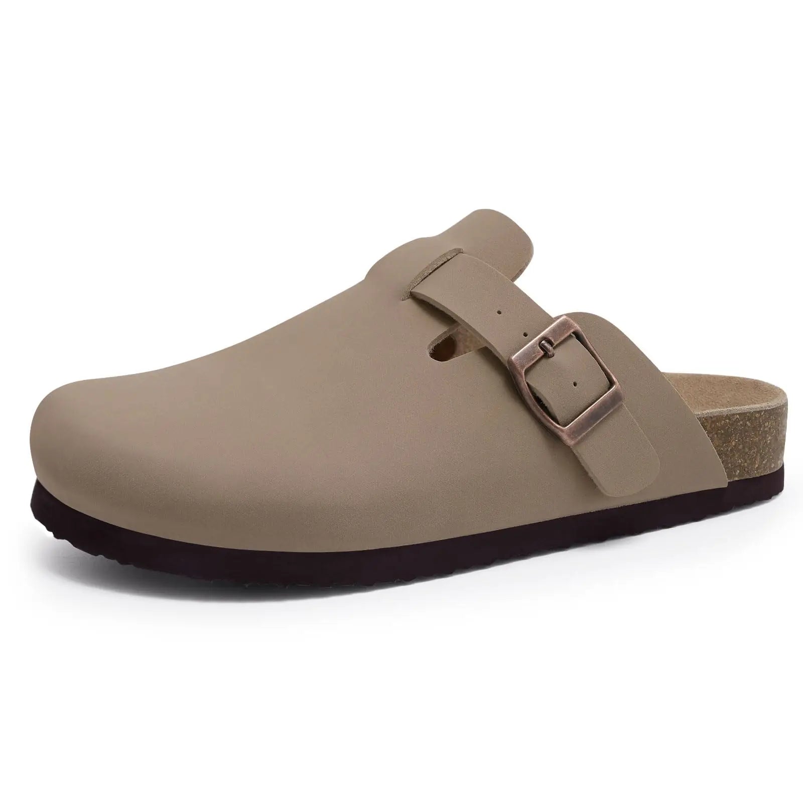 Suede Mule Slippers Cork Footbed Clogs Adjustable Buckle Slides Comfort Arch Support Sandals Women Men