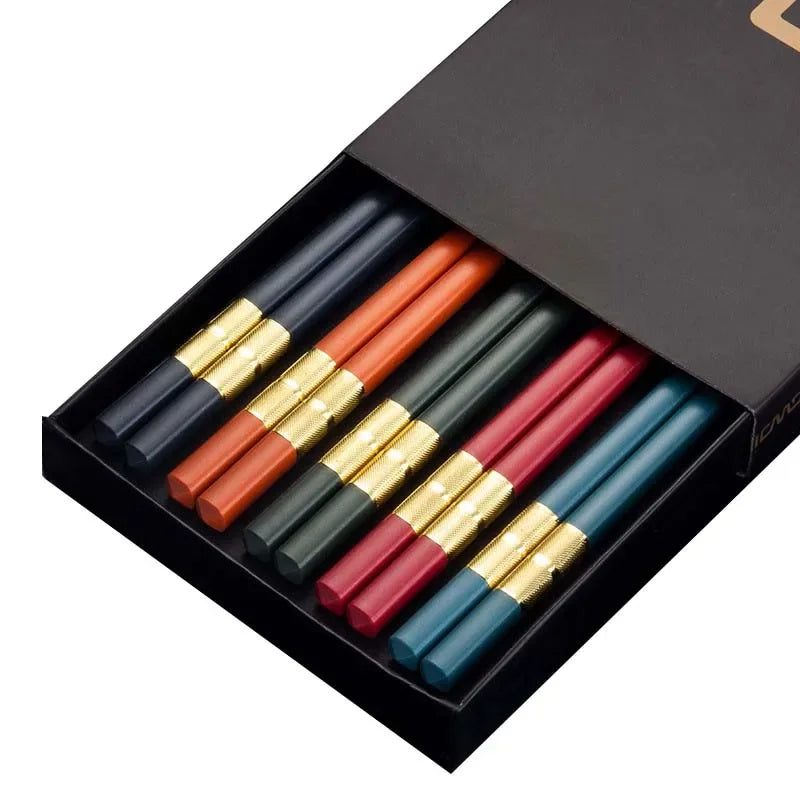 5 Pairs Japanese Non Slip Chopsticks Reusable Sushi Chopsticks Set for Home Restaurant and Hotel