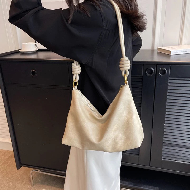 Women Soft Leather Shoulder Bag Geometric Crossbody High End Fashion Handbag
