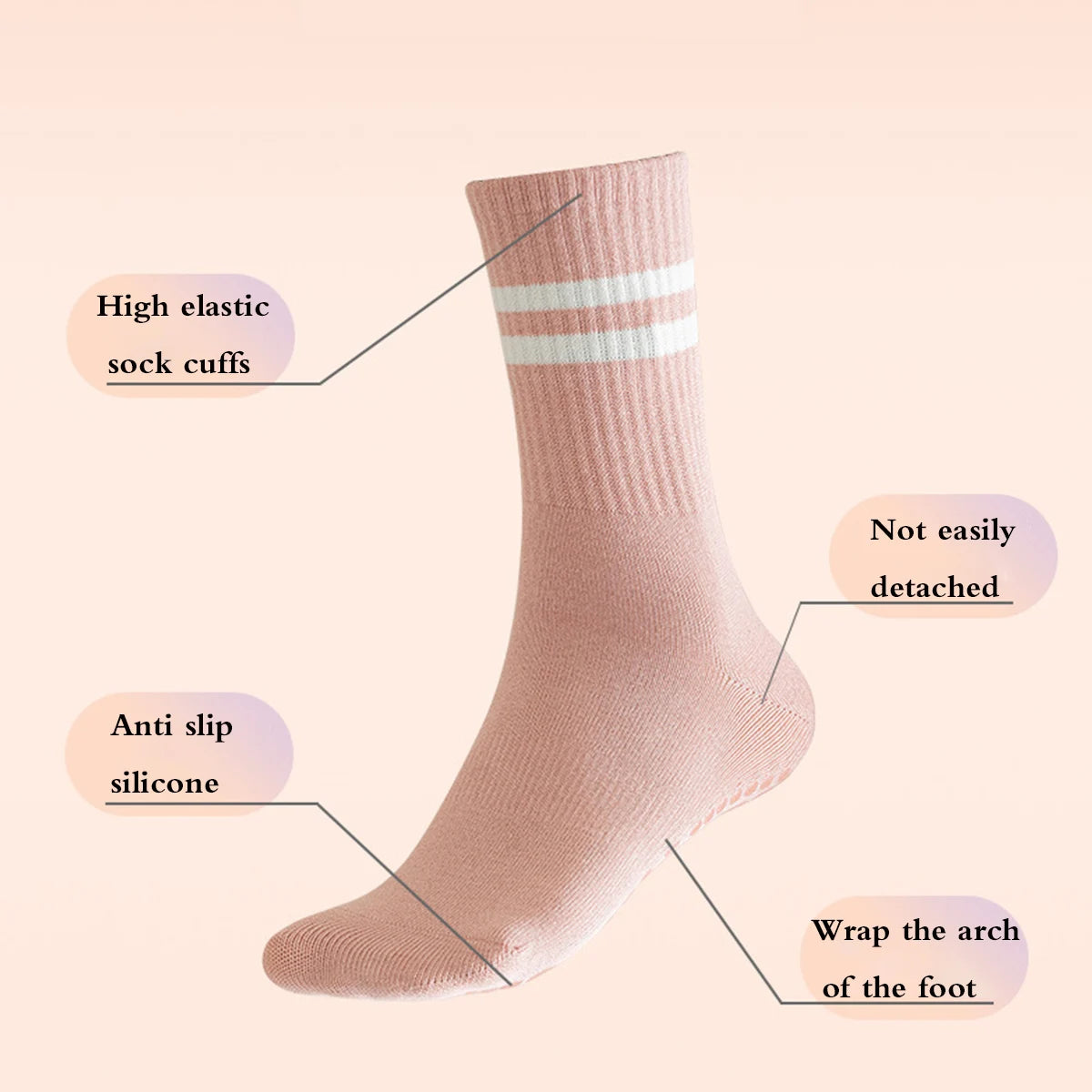 Women Pilates Yoga Grip Socks Non Slip Barre Socks 4 Pairs Set