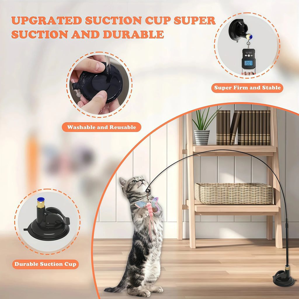 Cat Feather Teaser Toy with Bell and Suction Cup