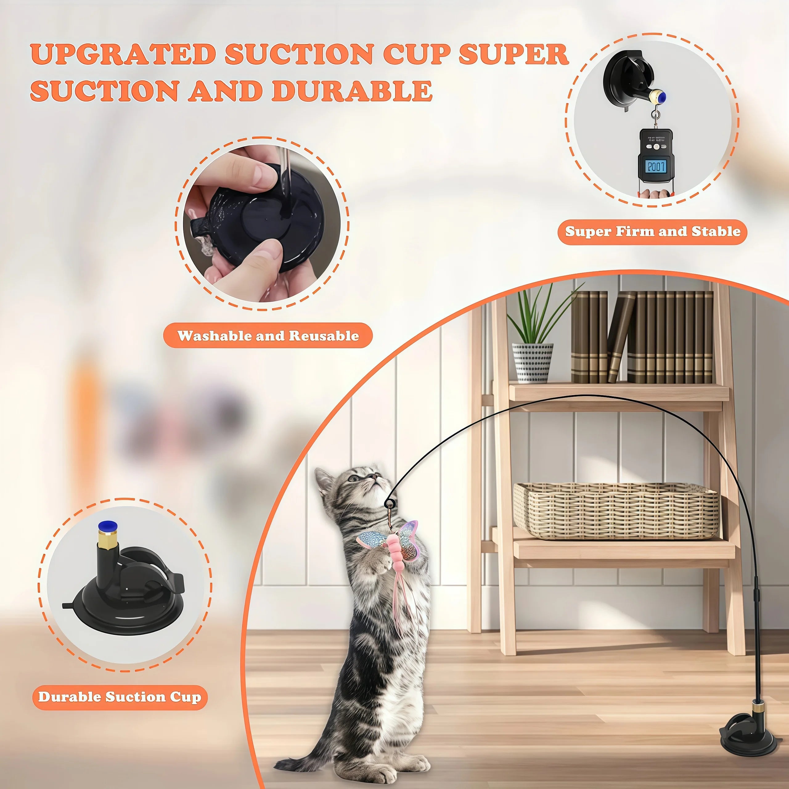 Cat Feather Teaser Toy with Bell and Suction Cup