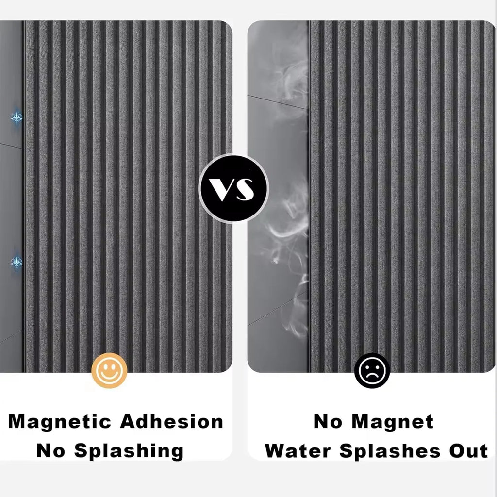 Magnetic Foldable Shower Curtain Linen Waterproof Walk In Bath Curtain