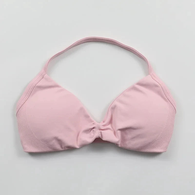 Women Seamless Strappy Sports Bra Push Up Gym Yoga Fitness Top