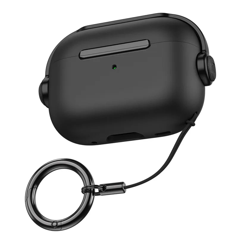 AirPods 1/2/3/4/Pro/Pro 2 Case Shockproof Protective Cover with Lock & Keychain Holder