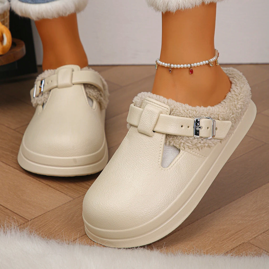 Waterproof Furry Mules Slippers for Women
