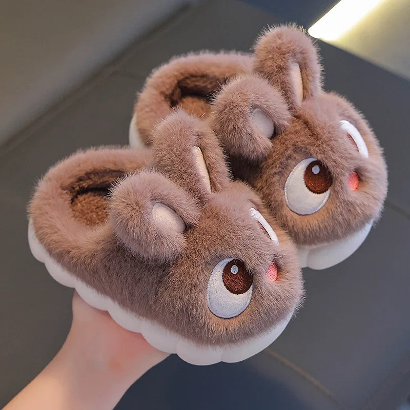 Kids Rabbit Plush Slippers Warm Anti Slip Winter Shoes