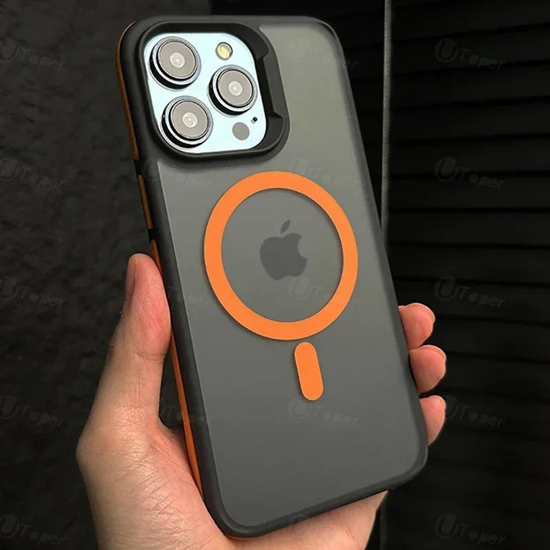 Bicolor Matte Frosted Magnetic Shockproof iPhone Case