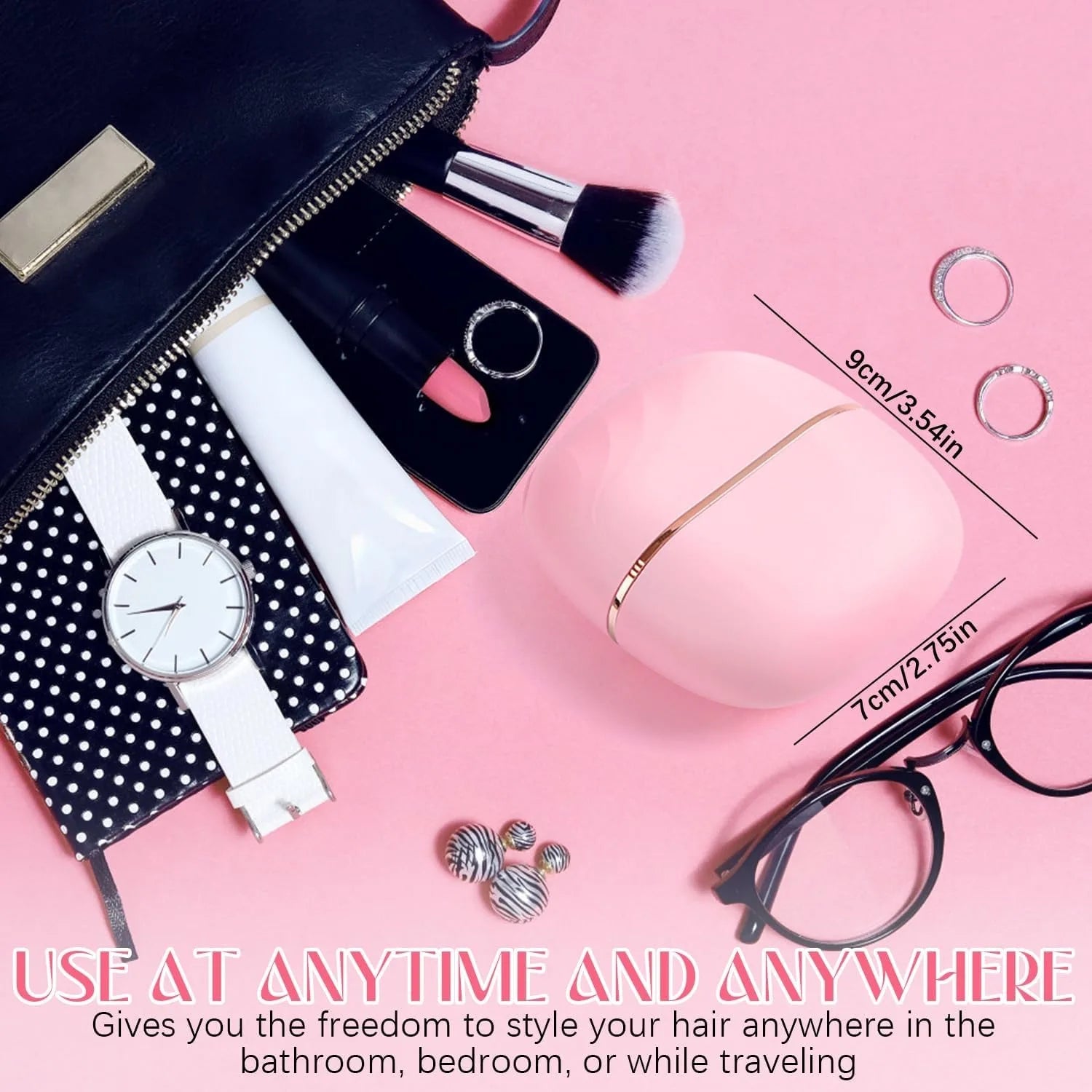 Mini Rechargeable Hair Straightener Brush 3 Speed Temp Portable Travel Styling Tool