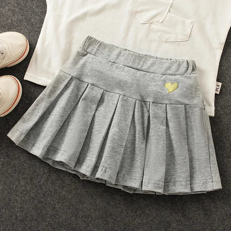 Girls Pleated Culotte Skirt with Safety Shorts