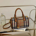 Large Capacity Plaid Shoulder Tote Bag PU Crossbody Bag with Adjustable Strap