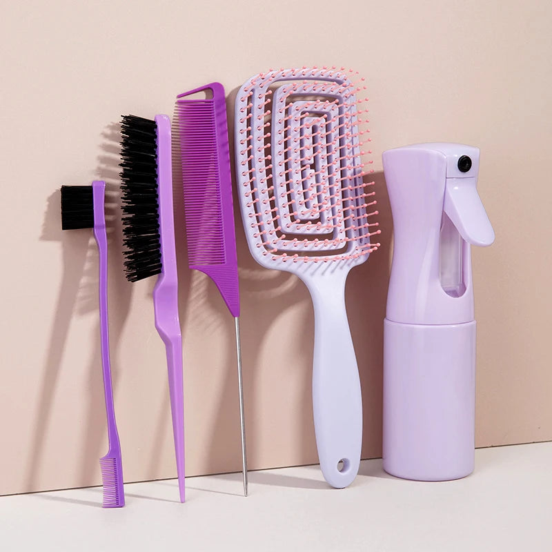 5 Piece Hair Comb Set Scalp Massage Styling Brush Salon Tools