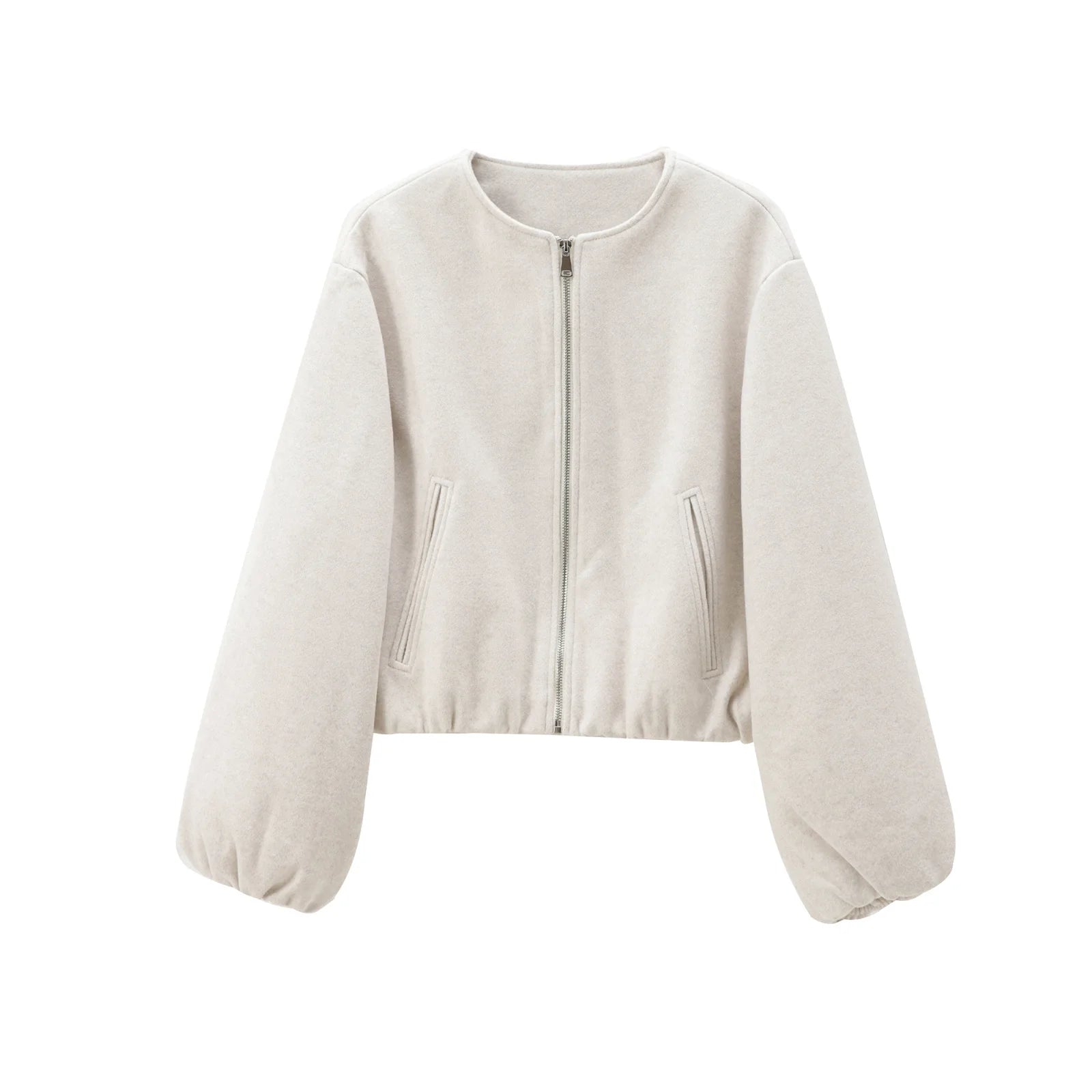 Women Red Cropped Bomber Jacket Zip Up Long Sleeve Sports Outerwear