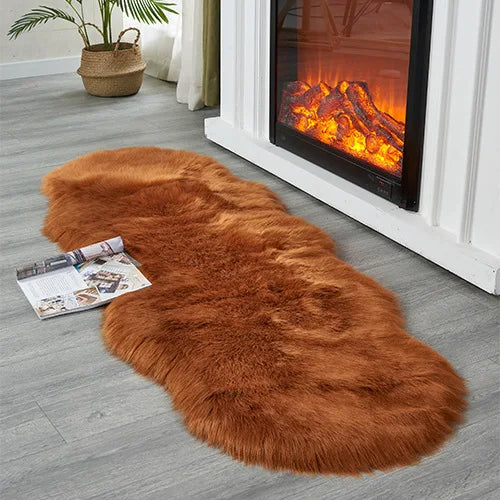 White Faux Fur Area Rug Shaggy Plush Bedroom Floor Mat