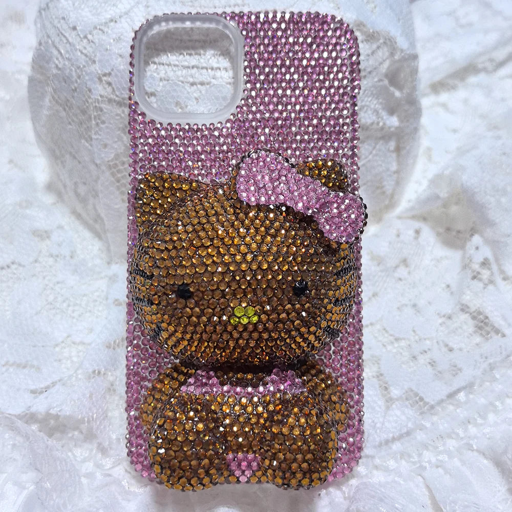 Christmas Hello Kitty Rhinestone Crystal Chain Transparent iPhone Case