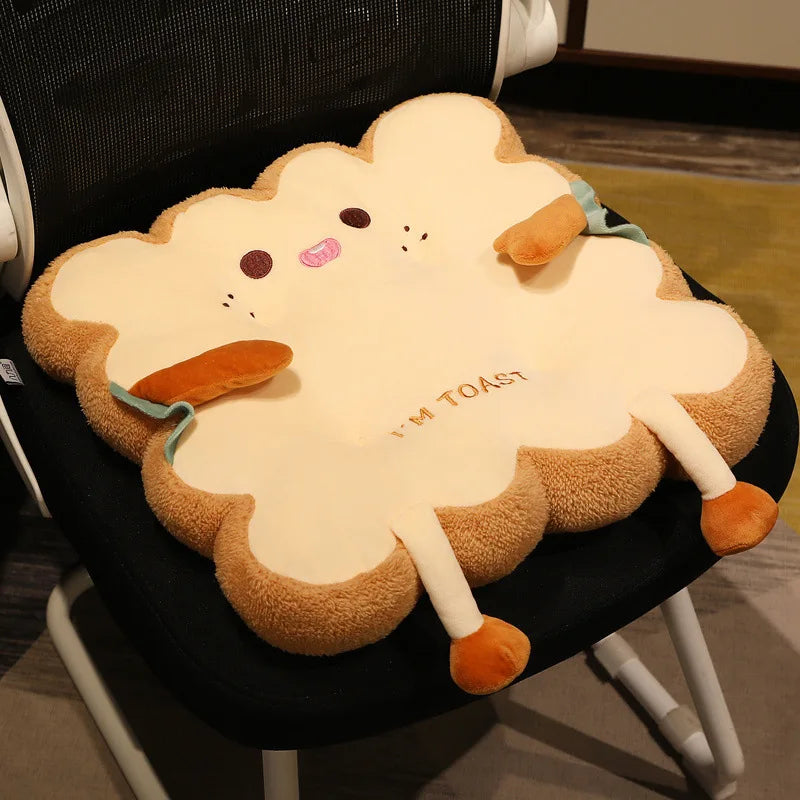 Lumbar Support Cushion Cute Toast Seat Pad Car Office Chair Back Cushion