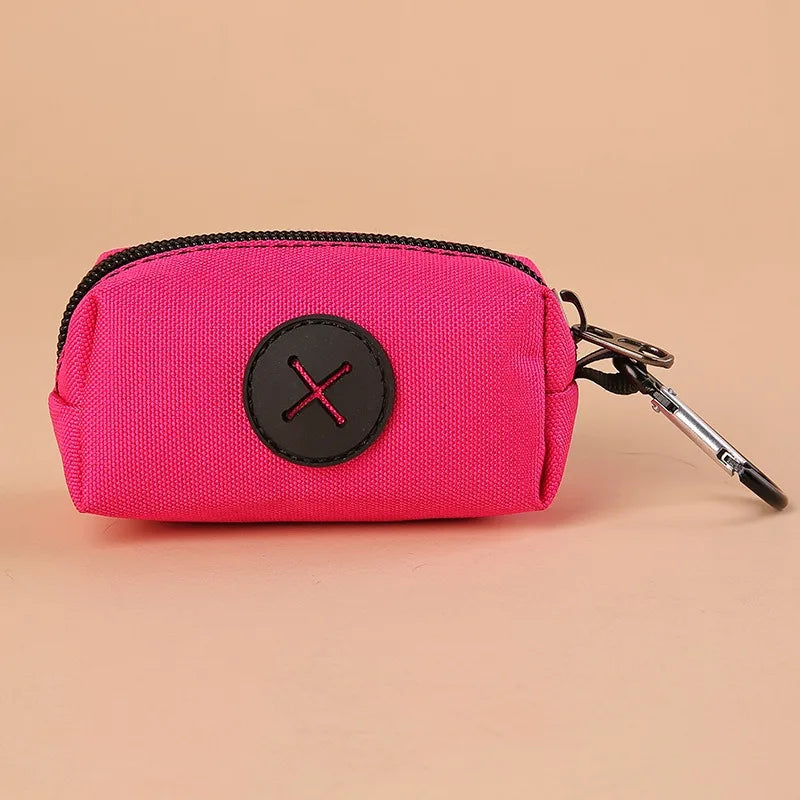 Canvas Dog Poop Bag Holder with Carabiner Clip Outdoor Waste Bag Dispenser