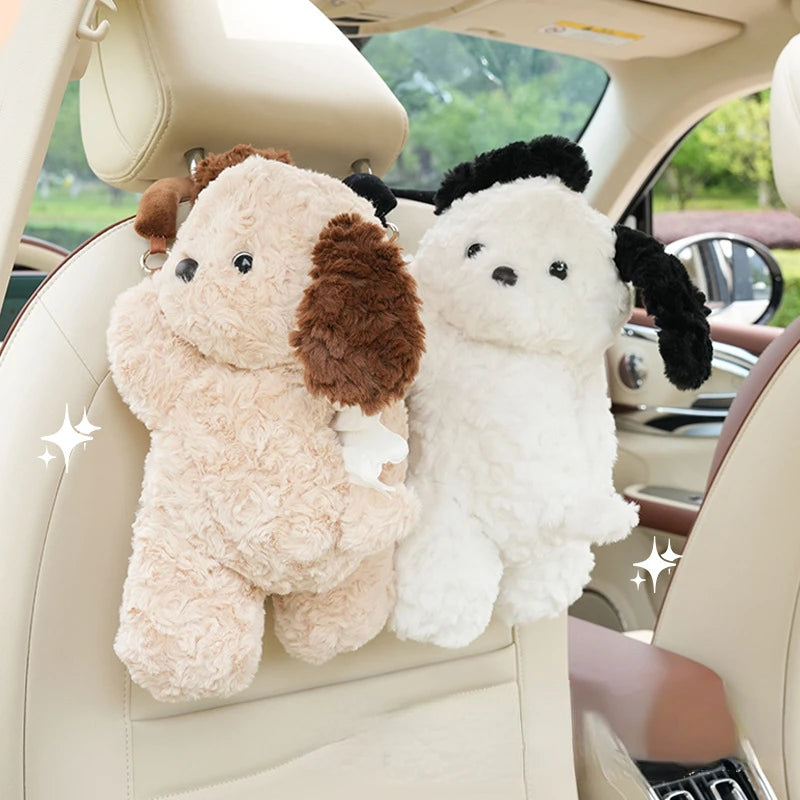Cute Car Tissue Holder Hanging Plush Universal Tissue Box Case Organizer