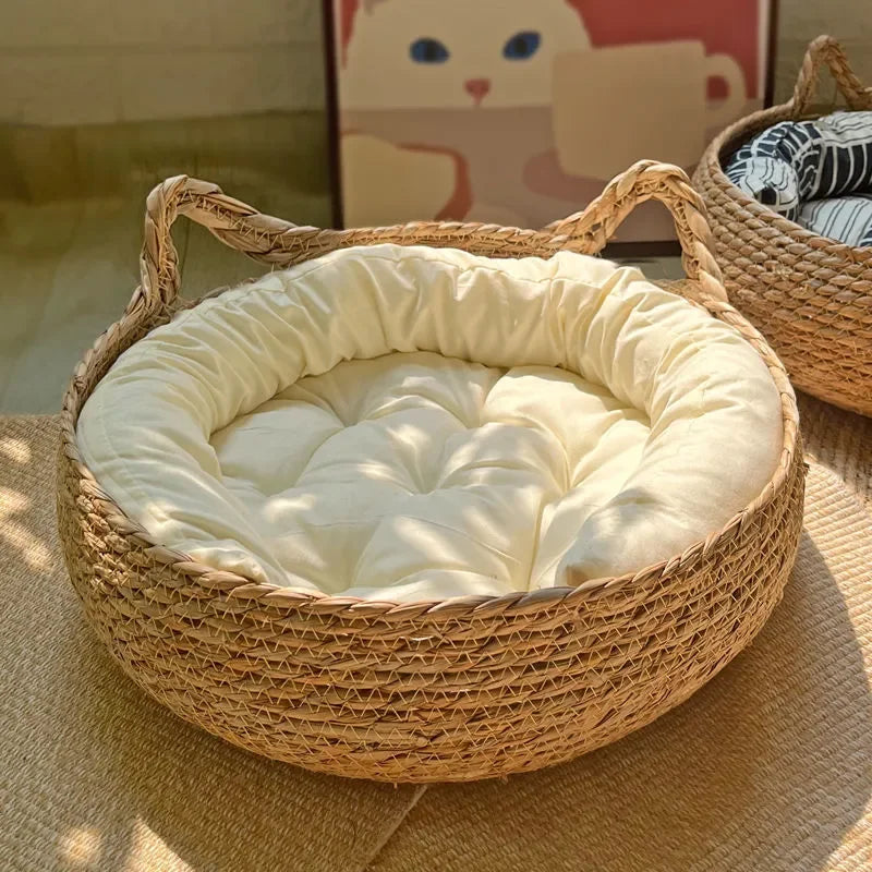Woven Cat Nest Four Seasons Detachable Washable Warm Pet Bed Pad