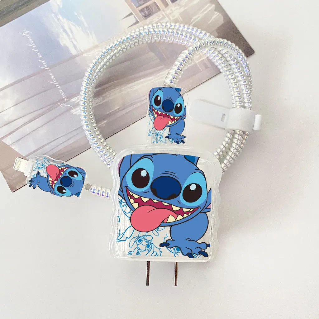 Cartoon Stitch Charger Cable Protector Case for iPhone Fast Charging Cable Winder