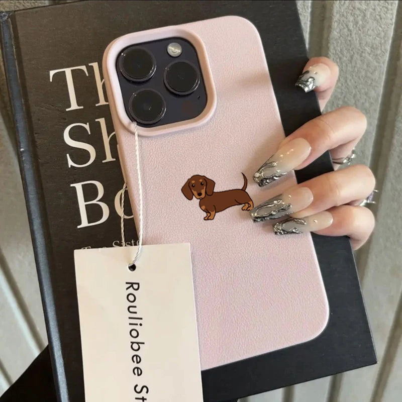 Minimalist Brown Dachshund Pattern Soft TPU Cover iPhone Case