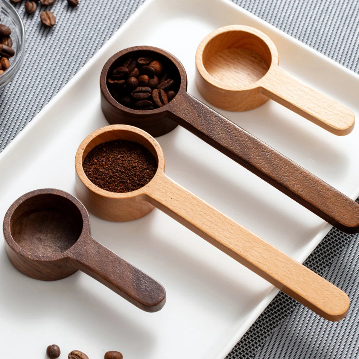 Walnut Wood Coffee Scoop Solid Wooden Measuring Spoon for Coffee Milk Powder