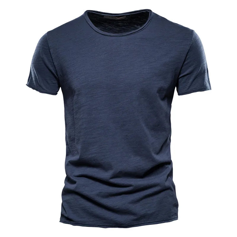 Men Cotton V-Neck Slim Fit T Shirt Short Sleeve Fashion Basic Tee