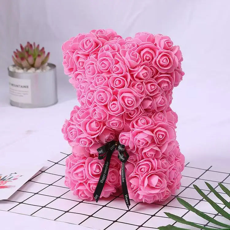 Rose Flower Teddy Bear Gift with Box for Women