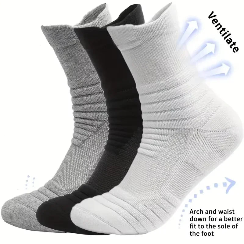 Compression Cycling Socks Breathable Moisture Wicking Sports Socks Men Women 3 Pairs