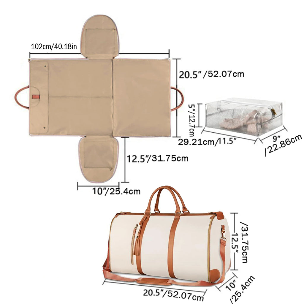 Women Foldable PU Leather Travel Duffel Bag Carry On